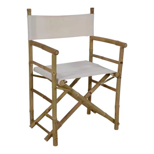 In And OutdoorMatch Regisseursstoel - Bamboe - 58x44x88 cm - Wit Canvas (105704)