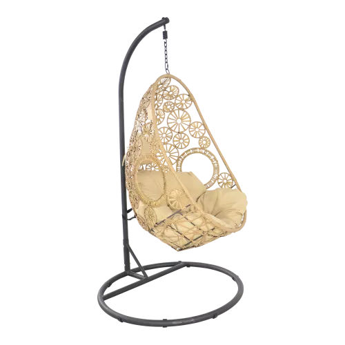 In And OutdoorMatch Hangstoel - 80x64x120 cm - Riet - Zwart frame (105744)