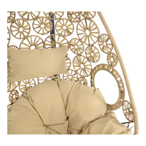 In And OutdoorMatch Hangstoel - 80x64x120 cm - Riet - Zwart frame (105744)