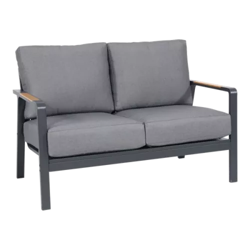 In And OutdoorMatch Lounge - bank - 2-zits - 129x79x78 cm - Aluminium - Teak look (105794)