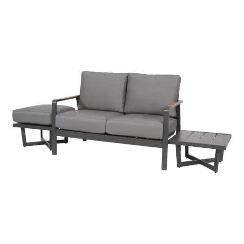 In And OutdoorMatch Lounge - bank - 2-zits - 129x79x78 cm - Aluminium - Teak look (105794)