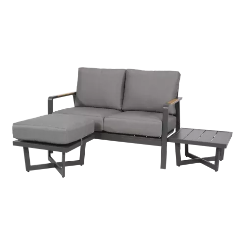 In And OutdoorMatch Lounge - bank - 2-zits - 129x79x78 cm - Aluminium - Teak look (105794)