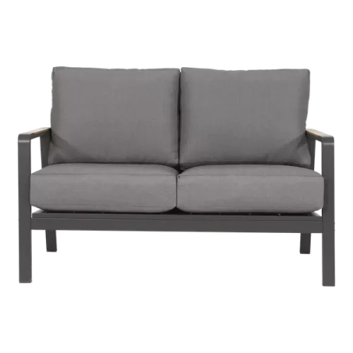 In And OutdoorMatch Lounge - bank - 2-zits - 129x79x78 cm - Aluminium - Teak look (105794)