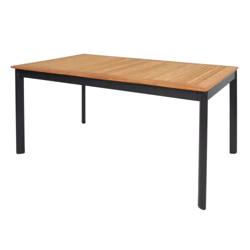 In And OutdoorMatch Tafel - 150x90x75,5 cm - Aluminium - Teakhouten blad (105813)