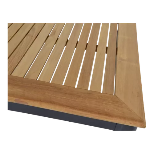 In And OutdoorMatch Tafel - 150x90x75,5 cm - Aluminium - Teakhouten blad (105813)