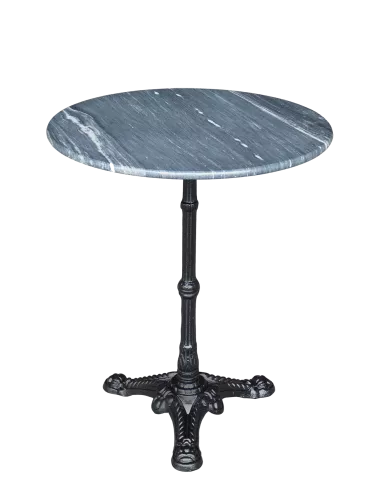 In And OutdoorMatch Tafel - Grijs - Ø60x73 cm - Gietijzer - Marmeren blad (105826)