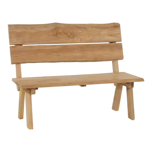 In And OutdoorMatch Teak - Bank - 130x63x100 cm - Rugleuning van boomstam (105839)