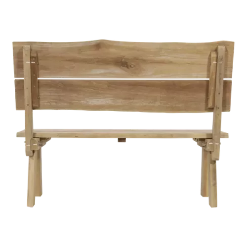 In And OutdoorMatch Teak - Bank - 130x63x100 cm - Rugleuning van boomstam (105839)