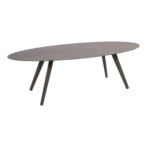In And OutdoorMatch Tafel - Ovaal - 240x110x74 cm - Aluminium Beige - Keramiek (105903)