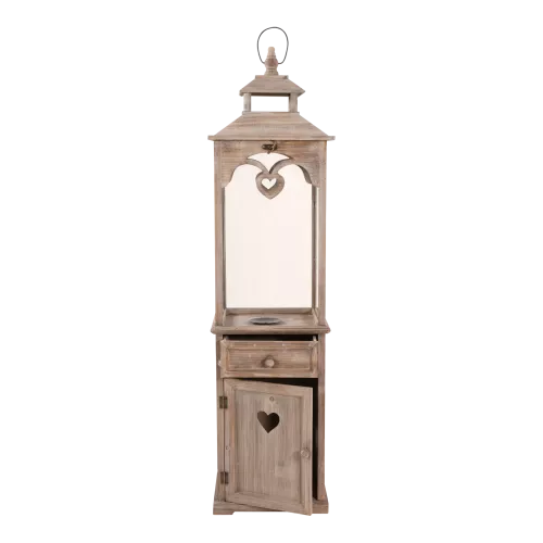 In And OutdoorMatch Lantaarn - Hout - S/3 - 32x32x124cm - Naturel (105978)