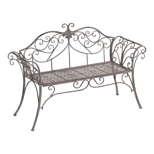 In And OutdoorMatch Bank - Romantisch - 133x47x90 cm - Staal - Grey Wash (105992)