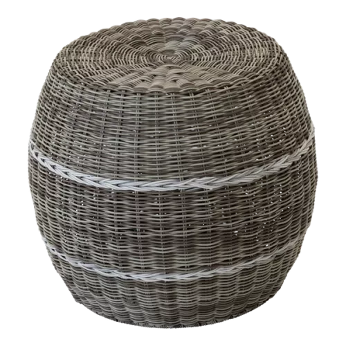 In And OutdoorMatch Poef - Ø46x40 cm - Rieten - Beige (106078)