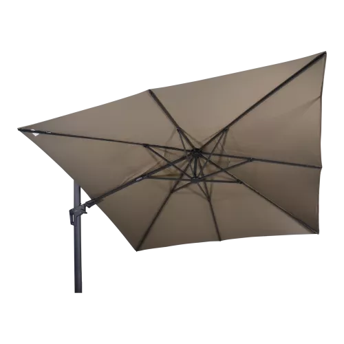In And OutdoorMatch Zwevende parasol - 3x3m - Taupe - UV50+ - Zonder kraag - Aluminium frame (106161)