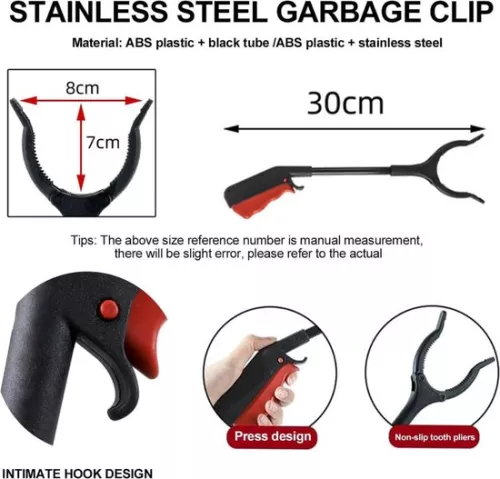 merkloos Grijparm Rubberen Grijper - 4 Stuks Korte Afvalgrijper voor Senioren en Kinderen met een Beperking - Afvalgrijper 30 cm (6152526944963)