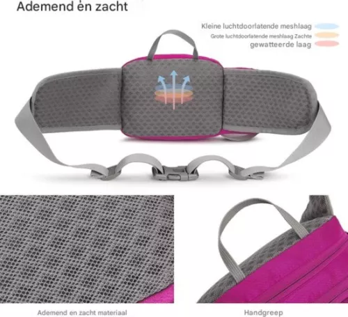 merkloos Buiktas met flessenhouder - Sportieve heuptas voor fietsen en wandelen (8721085172834)