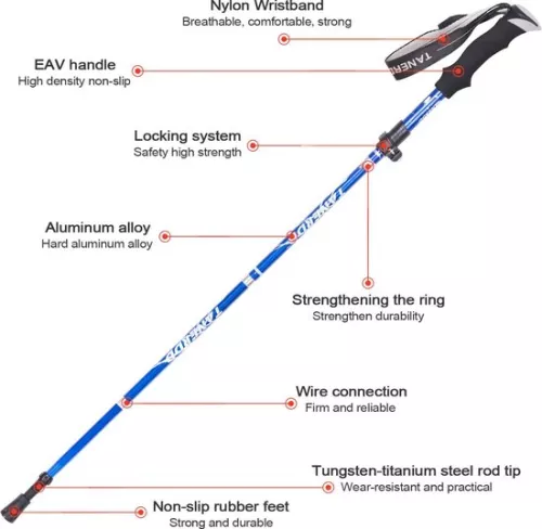 Merkloos Nordic Walking-stokken - Wandelstokken | Lichtgewicht, opvouwbare, verstelbare wandelstokken met tas en accessoires, premium kwaliteit. (8785267334496)