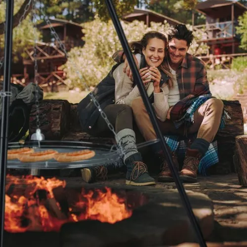 merkloos Barbecue op statief met grillrooster en kettingen - In hoogte verstelbaar - HxD: 151 x 100 cm - Zwart-zilveren barbecue (6151000329371)