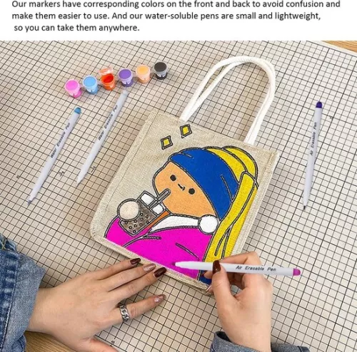 merkloos Wateroplosbare textielstiften - Verpakking van 4, verdwijnende en uitwisbare stiften met stiften voor textiel op kantoor. (8785309155003)