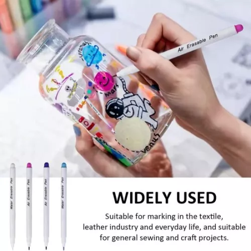 merkloos Wateroplosbare textielstiften - Verpakking van 4, verdwijnende en uitwisbare stiften met stiften voor textiel op kantoor. (8785309155003)
