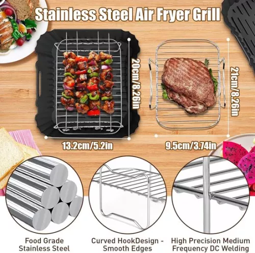 merkloos Accessoires voor heteluchtfriteuse - Philips Airfryer 3000/5000 serie dubbele mand 6 l/3 l siliconen mal grillrooster tanginzetstuk (8785322962312)