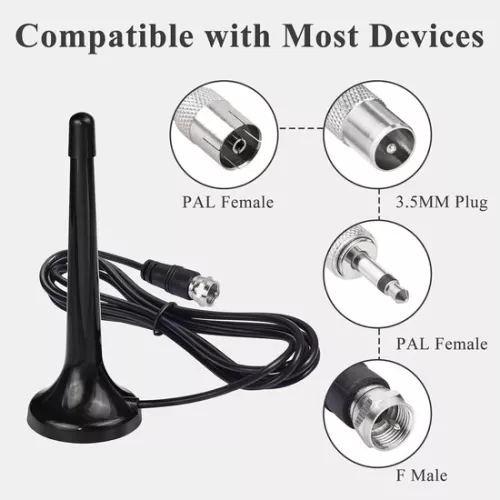 merkloos DAB/FM-tunerantenne - Telescopische binnenantenne met magnetische voet (8785322965733)
