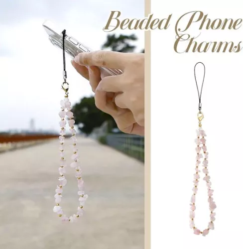 merkloos 2 stuks korte telefoonhangers met parels en kristalstenen Sleutelkoord en telefoonband polsbandje Korte telefoonketting voor de pols (8785322697740)