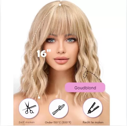 Merkloos Pruiken Dames - Pruiken Dames Echt Haar - Wasbaar (6152507675633)