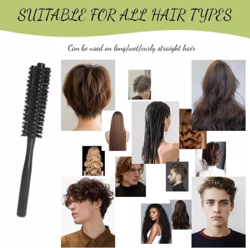 merkloos Kleine ronde föhnborstel - krulborstel voor haar - 1 stuk - zwart - wildzwijnharen (9509358936470)