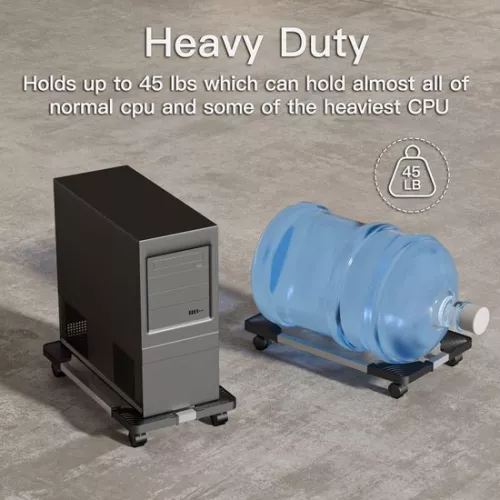 merkloos Universele CPU-standaard voor pc-bureau - Verstelbare CPU-houder met 4 wielen - Mobiele CPU-trolley voor onder het bureau - Zwart (8785302269653)