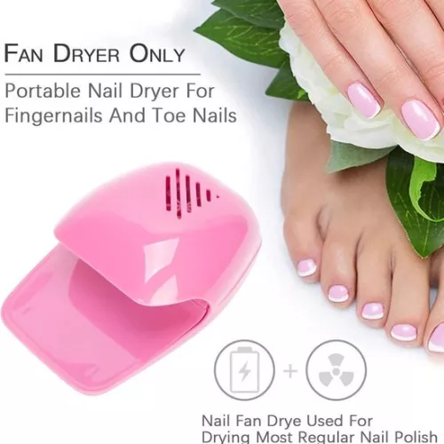 merkloos Professionele nagelventilatordroger - Draagbare op batterijen werkende nagellakgeldroger - Manicuretool voor thuissalon - Roze (8785305088275)