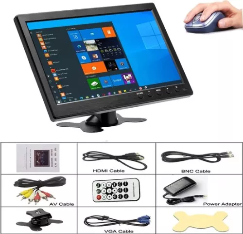 merkloos Draagbare monitor - Monitor - Scherm - Vakantie - Reizen - 10.1 Inch - 1024x600 - Draagbare monitor - Zwart - Draagbaar scherm (6150608666659)