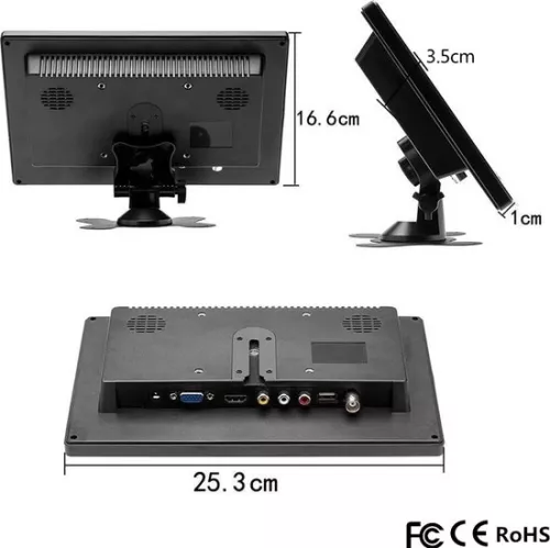 merkloos Draagbare monitor - Monitor - Scherm - Vakantie - Reizen - 10.1 Inch - 1024x600 - Draagbare monitor - Zwart - Draagbaar scherm (6150608666659)