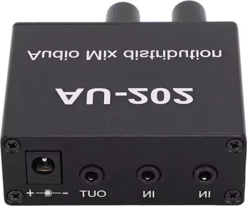 2-in-2 out Mini Audio Mixer Line Mixer - Klankbord Muziekconsole Power Stereo met Voedingsadapter .