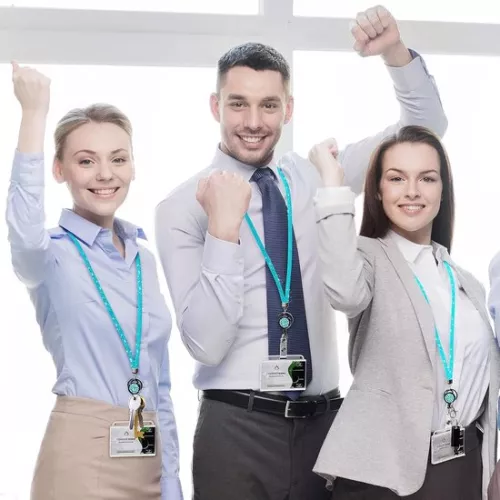 merkloos Kristallen Lanyard Ketting - ID-kaarthouder en Sleutelhanger - 1 Stuk - Blauw - met Strass (9503965769896)