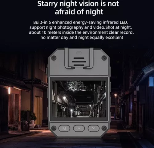 merkloos 1296P HD politiecamera met 128 GB geheugen, waterdicht - Bodycam met nachtzicht en GPS - Rechtshandhaving. (8785310425669)