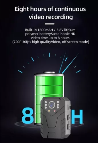 merkloos 1296P HD politiecamera met 128 GB geheugen, waterdicht - Bodycam met nachtzicht en GPS - Rechtshandhaving. (8785310425669)