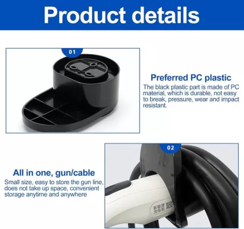 merkloos Kabelhouder type 2 wandhouder voor oplaadkabel - organizer voor Wallbox laadstation - zwart (8785325017873)