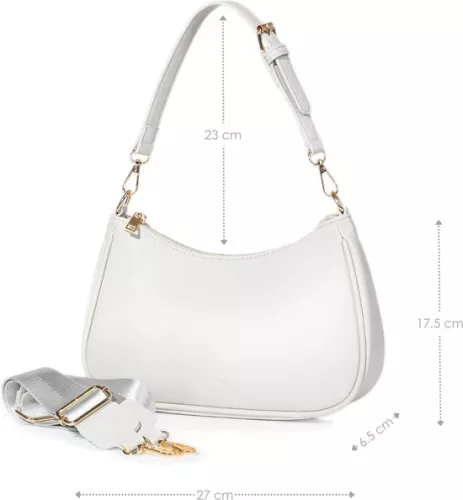 merkloos schoudertas voor dames, met 2 verwisselbare schouderbanden, praktische crossbodytas met brede band, of elegante Y2K schoudertas voor dames met smalle band (4800437222008)