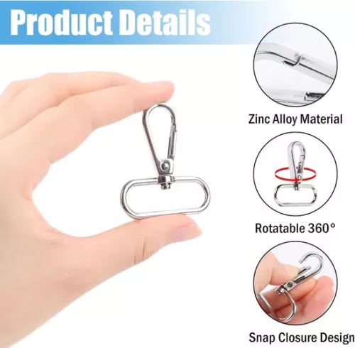 Merkloos Karabijnhaak D-ringen - 20 stuks - zilver - 38 mm (9502126313947)