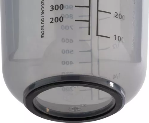 merkloos Mengbeker met deksel - maatbeker voor vloeistoffen suiker bloem - 1 liter - Ø 125 cm - 16 cm - vaatwasserbestendig - Frans grijs (8785306018172)