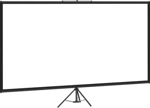 Draagbaar projectiescherm met standaard, 100 inch, 4K HD-resolutie, beeldverhouding 16:9, verstelbare hoogte, met polyester scherm en aluminium standaard