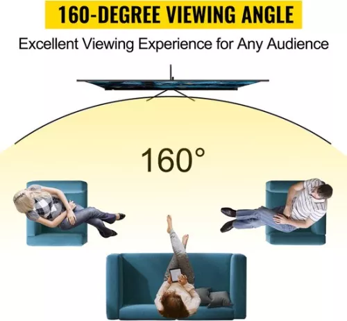 merkloos Draagbaar projectiescherm met standaard, 100 inch, 4K HD-resolutie, beeldverhouding 16:9, verstelbare hoogte, met polyester scherm en aluminium standaard (8721334168083)