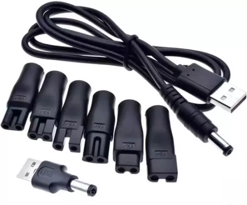 5V USB C-voedingskabel voor scheerapparaat met 6 stekkers - Universele oplader