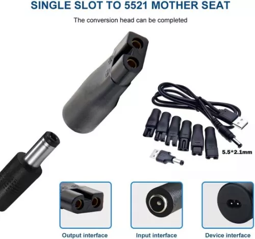 merkloos 5V USB C-voedingskabel voor scheerapparaat met 6 stekkers - Universele oplader (6151903458406)