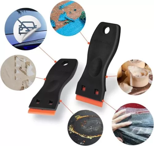 merkloos Schraper met 30 kunststof mesjes - 2 zwart - voor het verwijderen van verf, stickers en meer. (8785306904796)