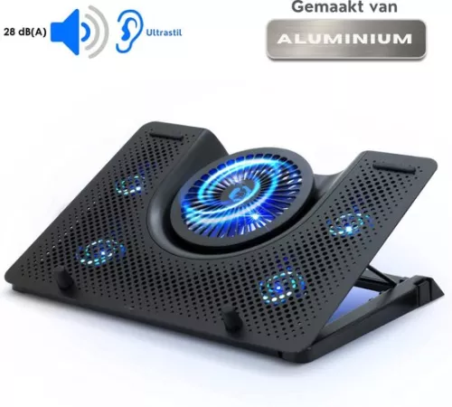 merkloos Laptopkoeler - Laptopkoeling - Ergonomisch - Stil - 12-17 Inch - Verstelbaar - Inclusief USB-poort - Achtergrondverlichting (6150710363392)