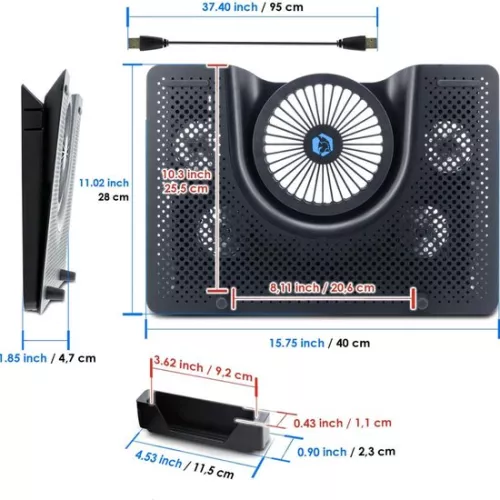 merkloos Laptopkoeler - Laptopkoeling - Ergonomisch - Stil - 12-17 Inch - Verstelbaar - Inclusief USB-poort - Achtergrondverlichting (6150710363392)