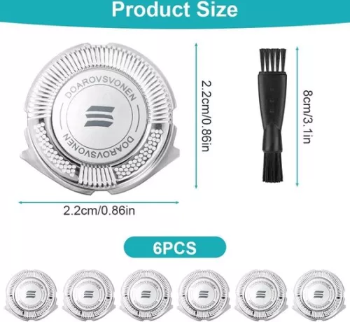 merkloos 3-delige scheerkoppen met kleine borstel - Universeel compatibel met Hq8 Pt720 Pt725 Pt815 Pt860 At890 At899 At750 (6152319936915)