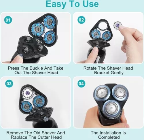 merkloos 3-delige scheerkoppen met kleine borstel - Universeel compatibel met Hq8 Pt720 Pt725 Pt815 Pt860 At890 At899 At750 (6152319936915)