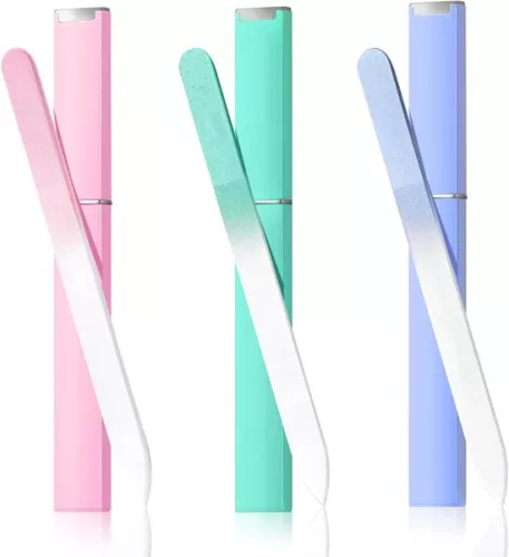 Glazen nagelvijlset - nagelverzorging - 3-delig - met etui